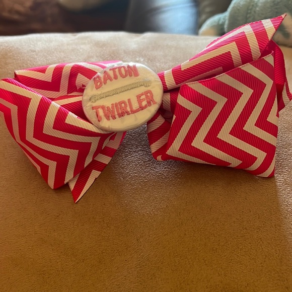 Other - Pink & white chevron Baton Twirler bow